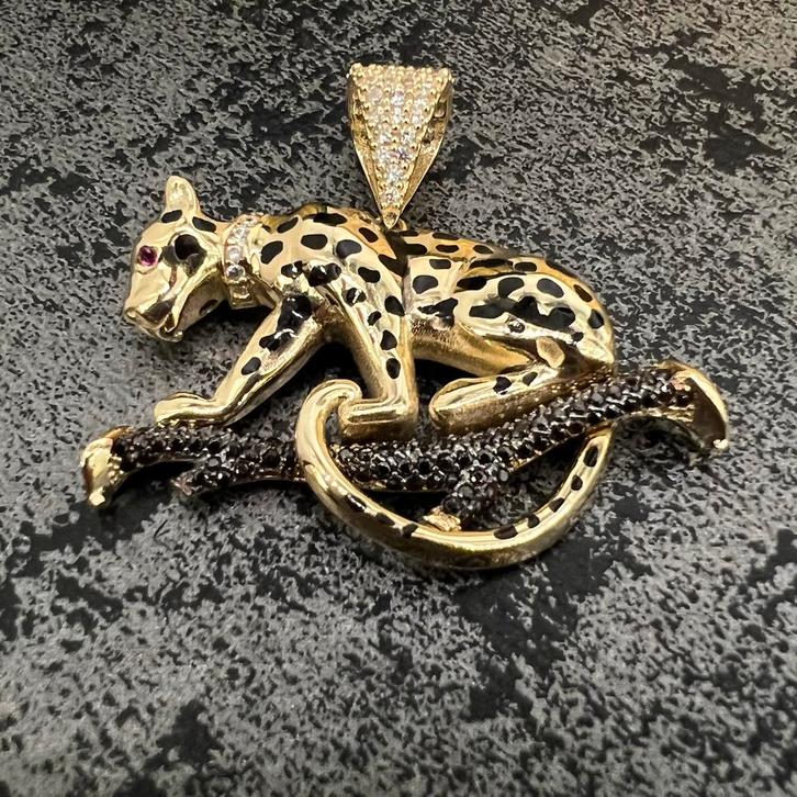 14k gouden panter hanger nieuw, Sieraden, Tassen en Uiterlijk, Kettinghangers, Zo goed als nieuw, Goud, Kruis of Symbool, Ophalen of Verzenden