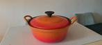 Le Creuset Braadpan 20cm - Oranje, Gebruikt, Gietijzer, Ophalen of Verzenden, Keramische plaat