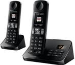 Philips D605 Duo Zwart Handsfree telefoon, Ophalen of Verzenden, Zo goed als nieuw, 2 handsets, Stralingsarm