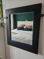 Zwarte opklapbare eettafel met spiegel - Maatwerk, Huis en Inrichting, Tafels | Eettafels, Ophalen, Zo goed als nieuw, Rechthoekig