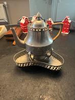 Tinnen kan met rieten handvat en onderzetter, Antiek en Kunst, Antiek | Tin, Ophalen of Verzenden