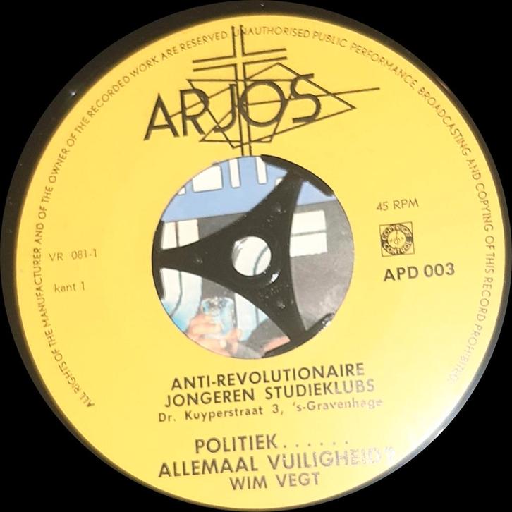 Zeldzame Arjos Single,Anti-Revolutionaire Jongeren Studie, Cd's en Dvd's, Vinyl Singles, Gebruikt, Single, Nederlandstalig, 7 inch