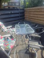 Simpele tuinser met 2 stoelen, de witte met kussens, Tuin en Terras, Tuinsets en Loungesets, Ophalen, Gebruikt