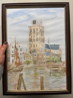 Aquarel schilderij van de Grote Kerk in Dordrecht, Antiek en Kunst, Ophalen of Verzenden