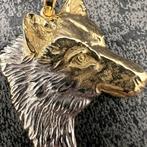 14 karaat gouden kettinghanger wolf model nieuw, Ophalen of Verzenden, Zo goed als nieuw, Goud, Kruis of Symbool