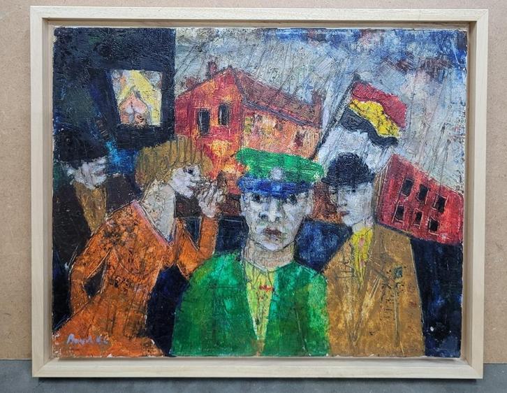 Harry BUYCK, het groene uniform, Antiek en Kunst, Kunst | Schilderijen | Klassiek, Ophalen of Verzenden