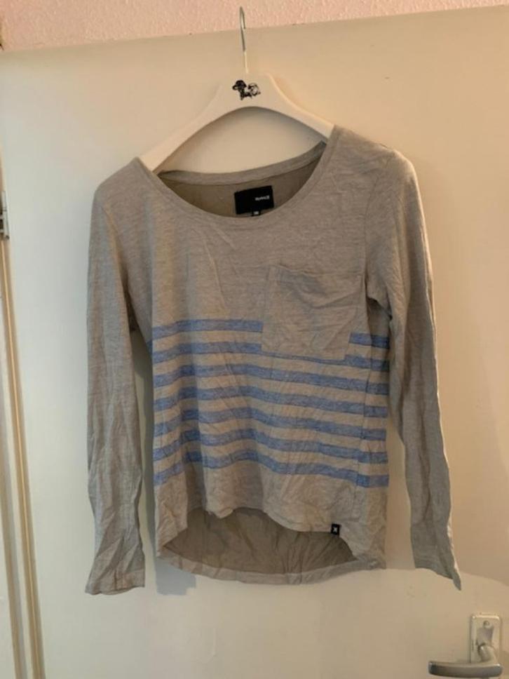 Grijs/blauwe shirt van de H&M. Maat M., Kleding | Dames, T-shirts, Zo goed als nieuw, Maat 38/40 (M), Grijs, Lange mouw, Ophalen of Verzenden
