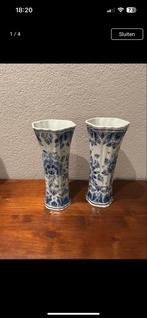 Delftsblauwe vazen - 35 cm hoog -set, Ophalen, Gebruikt, Blauw, Aardewerk of Porselein