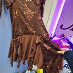 Feestelijk jurkje + pailletten bolero brons bruin S nr 47673, Kleding | Dames, Bruin, Verzenden, ., Zo goed als nieuw