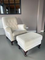 Fauteuil met voetenbankje - Comfortabel & Stijlvol, Ophalen, Gebruikt, Stof, 75 tot 100 cm