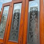 272hx201br Driedelige art nouveau deurenset geetst glas, Ophalen
