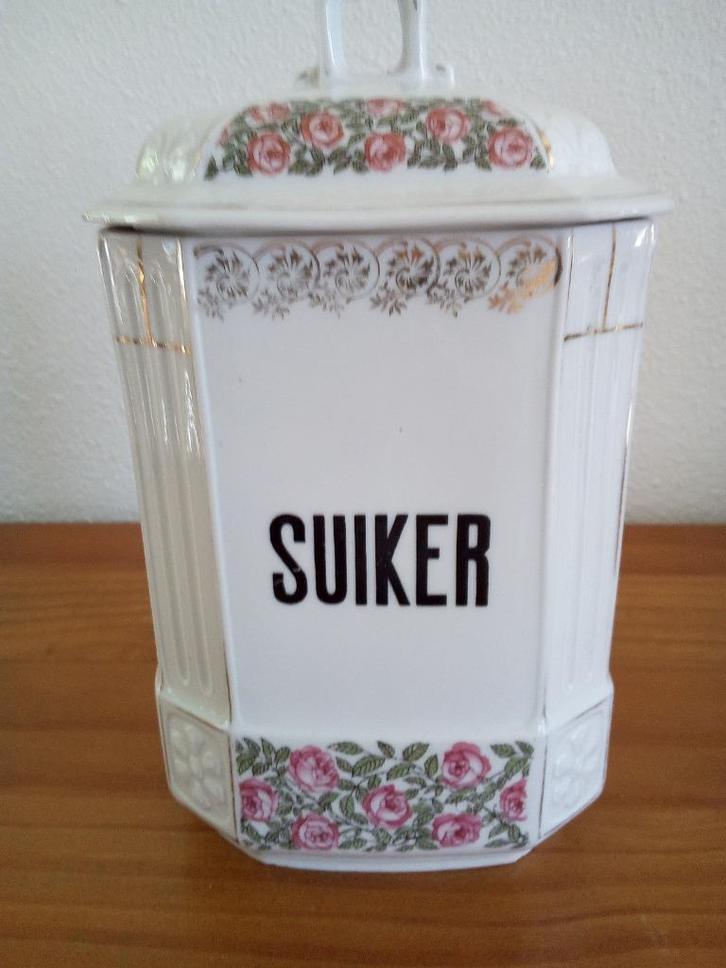Suiker voorraad pot met deksel met roze bloemetjes, Antiek en Kunst, Curiosa en Brocante, Ophalen