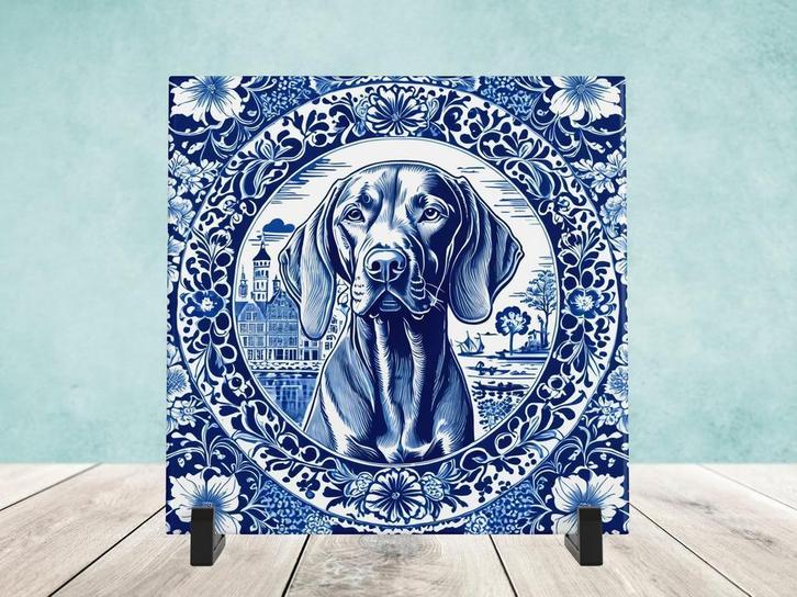 Vizsla Delfts Blauw tegel incl voet, Huis en Inrichting, Woonaccessoires | Overige, Nieuw, Ophalen of Verzenden