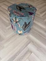 Sissy boy poef blauw/ groent met print, Huis en Inrichting, Hout, Minder dan 50 cm, Gebruikt, Rond