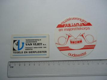 sticker Oudewater vintage Van Vliet tegels Juliana majorette beschikbaar voor biedingen
