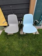 2 ikea leitarne stoelen met armleuning grijs en blauw, Ophalen, Gebruikt, Metaal, Twee