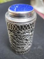 Antiek zilver 925 doosje met lapis lazuli zeldzaam, Zilver, Ophalen