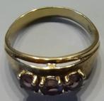 14 Krt 585 gouden dames ring met 3 steentjes amethist, Sieraden, Tassen en Uiterlijk, Ringen, Goud, 18 tot 19, Goud, Met edelsteen