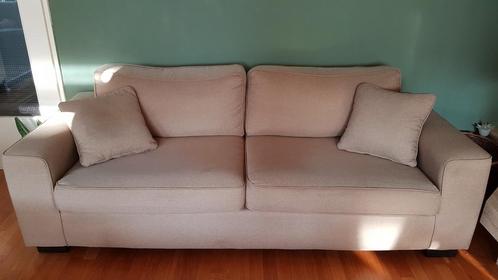 Driezitsbank zandkleur, Huis en Inrichting, Banken | Sofa's en Chaises Longues, Gebruikt, 75 tot 100 cm, Ophalen