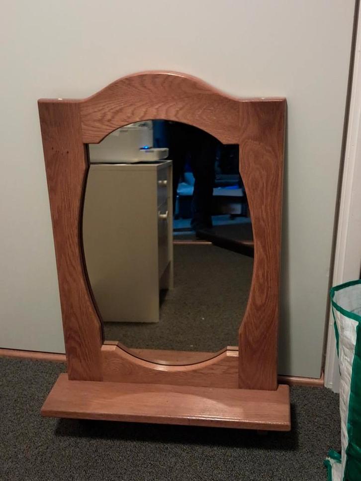 Houten Spiegel met Plank, Huis en Inrichting, Woonaccessoires | Spiegels, Gebruikt, 50 tot 75 cm, Minder dan 100 cm, Rechthoekig