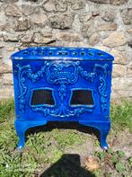 Schitterende blauwe emaille Art-deco houtkachel, Ophalen, Gebruikt, Houtkachel, Vrijstaand