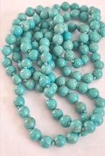 Lange kralenketting met turquoise kleur stenen, Sieraden, Tassen en Uiterlijk, Kettingen, Ophalen of Verzenden, Zo goed als nieuw