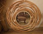 Grote ronde rotan spiegel van Dutchbone, Huis en Inrichting, Woonaccessoires | Spiegels, Rond, Ophalen of Verzenden, Zo goed als nieuw