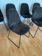 6 WOOOD eetkamerstoelen grijs/velvet, Ophalen, Zo goed als nieuw, Vijf, Zes of meer stoelen, Stof