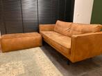 Rodeo 2,5-zitsbank + poef (Cognac), Ophalen, 150 tot 200 cm, Tweepersoons, 75 tot 100 cm