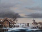 Hollandse School (H. Wyborgh) - IJsgezicht met koek en zopie, Antiek en Kunst, Ophalen of Verzenden