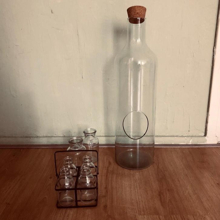 The green bottle garden fles, Huis en Inrichting, Woonaccessoires | Vazen, Zo goed als nieuw, Overige kleuren, 50 tot 75 cm, Glas