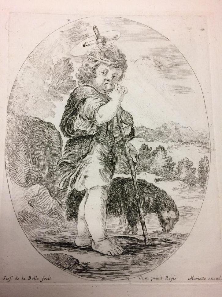 Stefano della Bello, ets, Johannes de Doper, 1641, Antiek en Kunst, Kunst | Etsen en Gravures, Ophalen of Verzenden