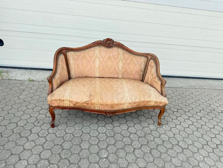 Antiek 2-zits Bankje - Opknapper, Antiek en Kunst, Antiek | Meubels | Stoelen en Banken, Ophalen