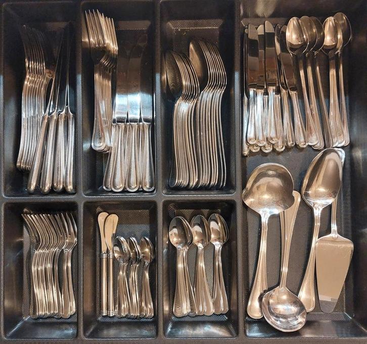 WILLIAMS & ROBERTS 🍴 9-persoons 🍴 Windsor rondfilet 18/10, Huis en Inrichting, Keuken | Bestek, Gebruikt, Bestekset, Rvs of Chroom