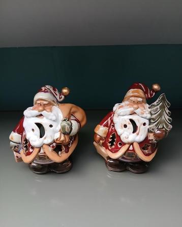 Twee Kerstmannen - Waxinelichthouders beschikbaar voor biedingen