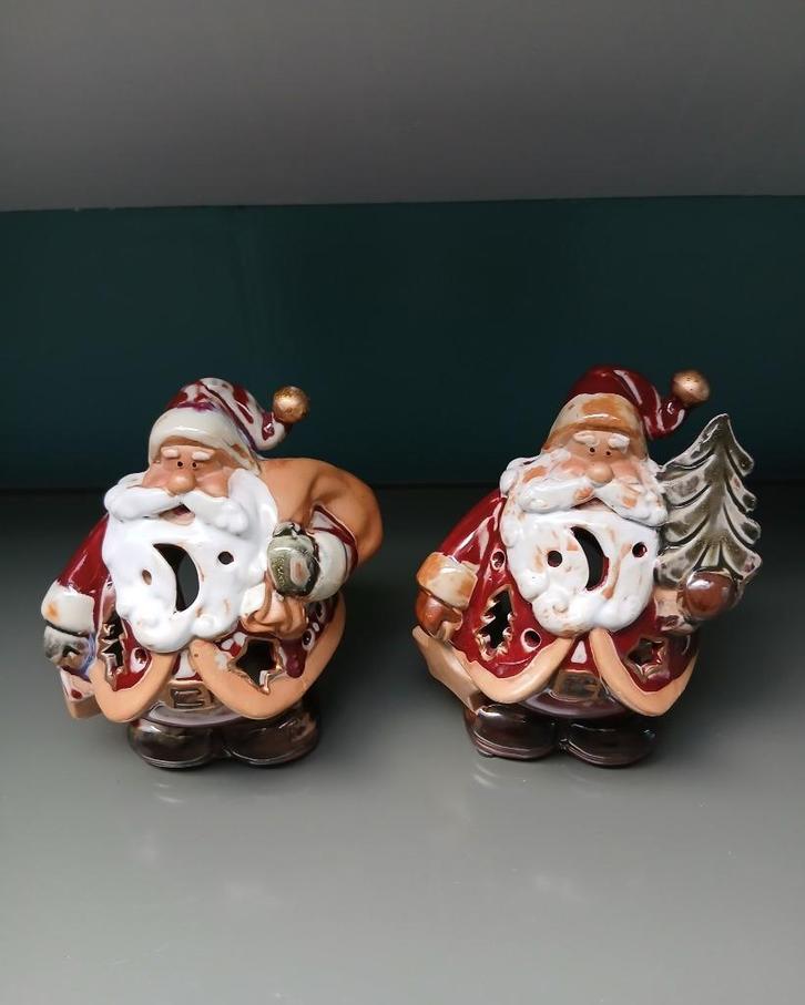 Twee Kerstmannen - Waxinelichthouders, Diversen, Kerst, Zo goed als nieuw, Ophalen of Verzenden