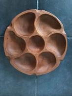 Vintage teak houten hapjes schaal, Rond, Ophalen of Verzenden, Hout