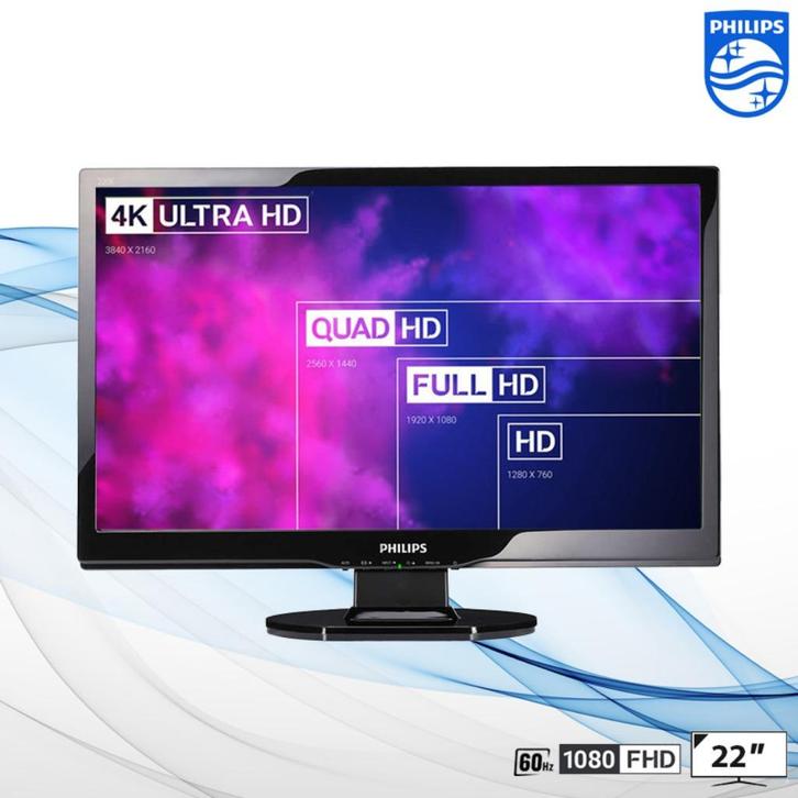 PHILIPS | 220E | 22" FHD Entertainment Monitor, Computers en Software, Monitoren, Zo goed als nieuw, 60 Hz of minder, VGA, VA