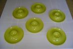 6 groene eierdopjes van soort bakeliet met schillen bakje, Overige materialen, Overige typen, Ophalen of Verzenden, Zo goed als nieuw
