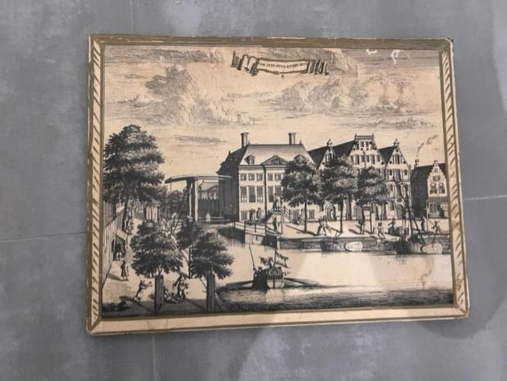 Oud klassiek antiek schilderij klooster uniek vintage print, Antiek en Kunst, Kunst | Schilderijen | Klassiek, Ophalen of Verzenden