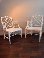 2x witte Chippendale Faux Bamboo Jonathan Adler stoel, Huis en Inrichting, Stoelen, Ophalen, Twee, Chippendale Jonathan Adler faux Bamboo