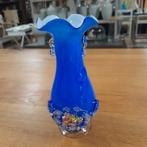 Blauwe Murano Vaas met Bloemen, Ophalen of Verzenden