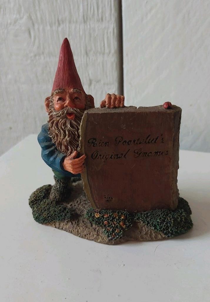 Vintage beeldje David de kabouter bij boomstronk rien gnome, Verzamelen, Beelden en Beeldjes, Zo goed als nieuw, Ophalen of Verzenden