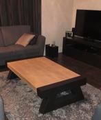 Massief Eiken Salontafel met stalen poten 130x80, Huis en Inrichting, Tafels | Salontafels, Ophalen, Gebruikt, 100 tot 150 cm