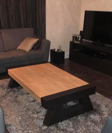 Robuuste industriële Eiken Salontafel stalen poten 130x80 beschikbaar voor biedingen
