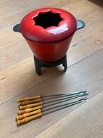 Emaille fonduepan met vorkjes, Ophalen, Gebruikt, Brander, Fonduepan