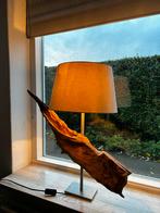 Handgemaakte Drijfhout Lamp met RVS Voet, Huis en Inrichting, Lampen | Vloerlampen, Ophalen, Zo goed als nieuw, Hout, Minder dan 100 cm