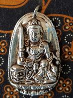 Mooie oude Oosterse Boeddha hanger van zilverbrons 6 cm.