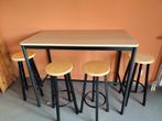 Bartafel met 4 krukken, Huis en Inrichting, Tafels | Statafels, Ophalen, Gebruikt