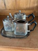 Antiek verzilverd koffie en theeservies, Ophalen of Verzenden, Zilver